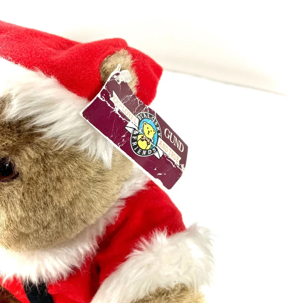 Gund Bialosky Teddy Bear Brown Vintage 1982‎ Christmas Santa Hat Vest Plush